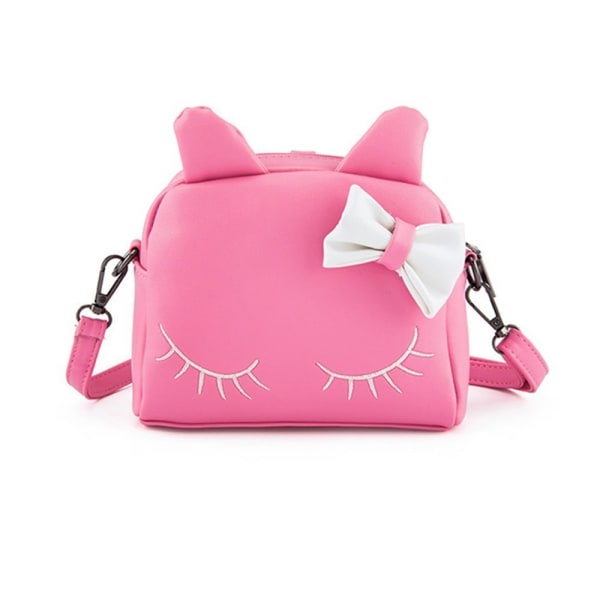 Söt kattöra Barnhandväskor Crossbody-väskor Ryggsäckar i PU-läder Present för barn (rosa)