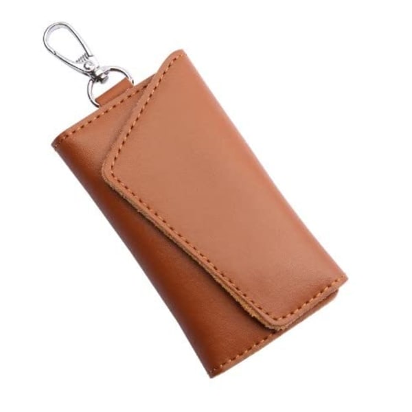 Liten lommebok nøkkelringveske i lær, nøkkelvesker, nøkkelholder med hengende spennekroker for menn kvinner nøkkelkort