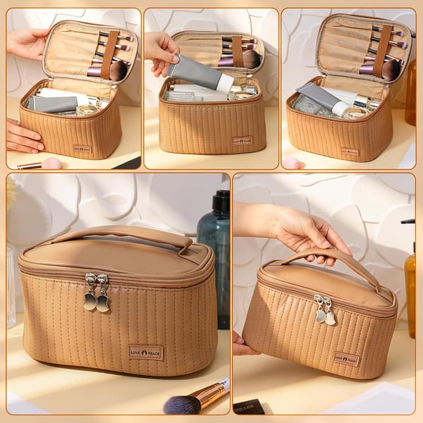 1 stk makeuptaske, rejse-kosmetiktaske med stor kapacitet, kaffe coffee