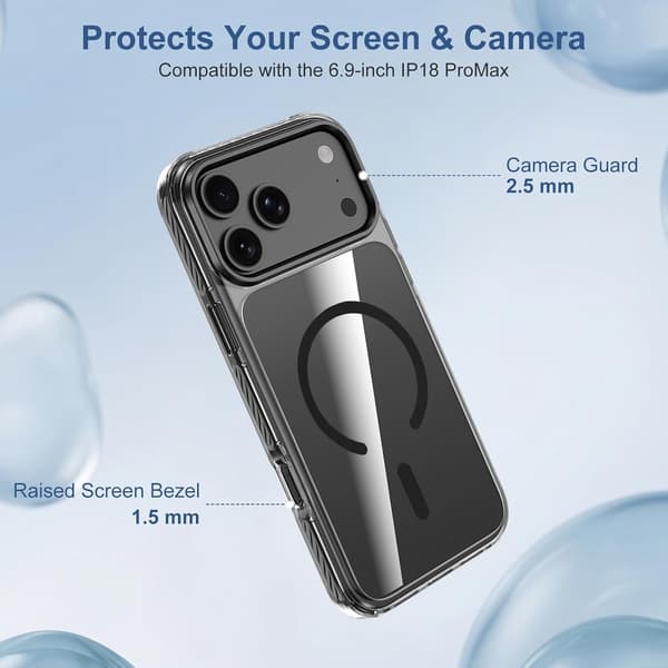 1 stk. gennemsigtigt magnetisk telefoncover til iPhone 18 Pro Max, slankt og let design, sort 18proMax black