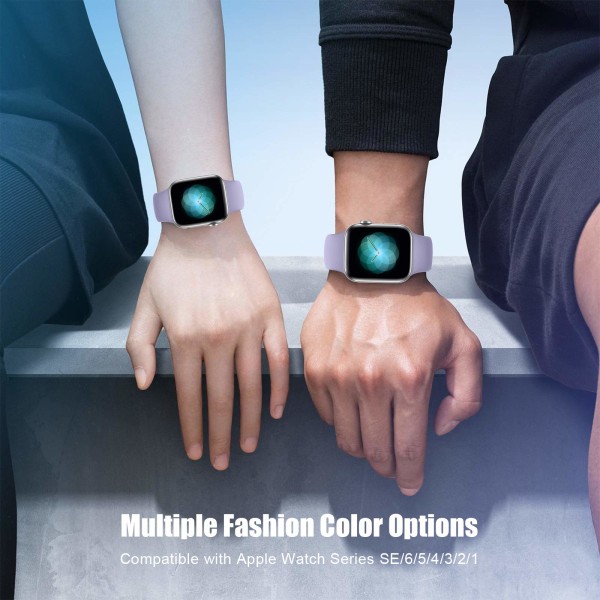 Sportsbånd kompatibel med Apple Watch iWatch-bånd 42mm 44mmM/L til kvinder mænd, bløde silikoneremme-armbånd, lavendelgrå