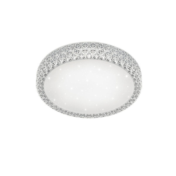 LED-taklampe, akryl, integrert, 18 W, transparent, diameter 38,5 cm, hvit