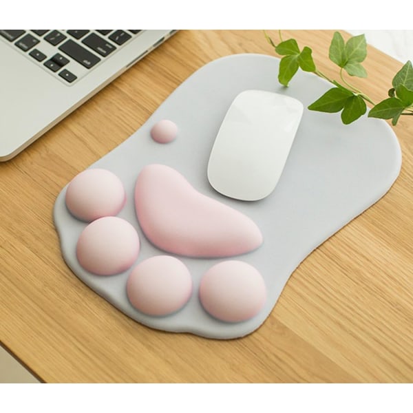 Cat Paw musmatta med handledsstöd Soft Gel Handledsstödsdyna Söt design - Kudde Komfort Musmatta Dator Mac Laptop Musmatta Skrivbordsdekor (grå)
