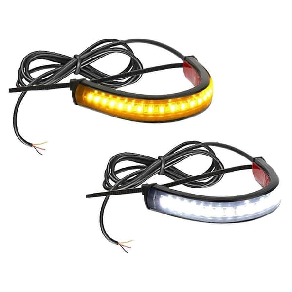 2st Flexibla Switchback Tvåfärgade Motorcykel LED Gaffel Blinkers DRL Varselljus
