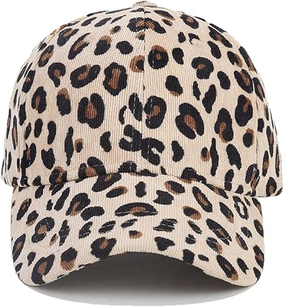1 x Baseballcaps/solhatt i bomull med leopardmønster – beige Beige