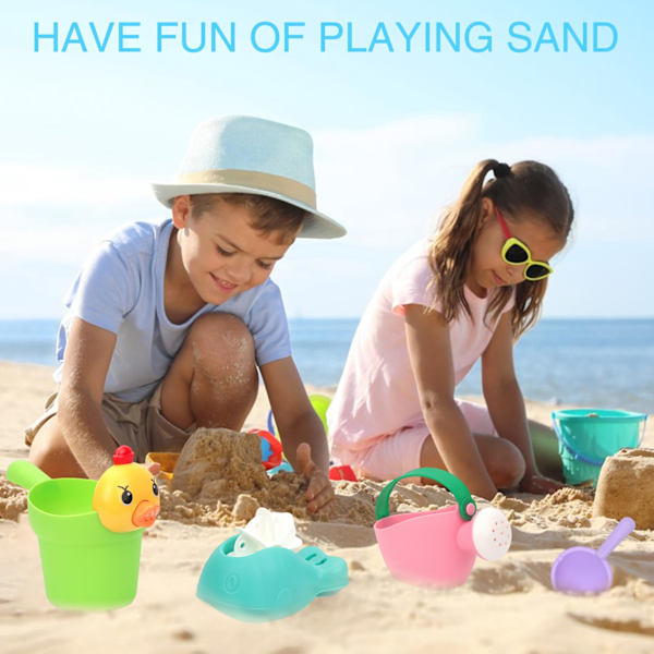 Strandleksaker för barn, leksakssand, badleksaker, djurhink, sprinklerkanna, sked och vattenhjul, sommarstrandleksaker, utomhusleksaker för sand