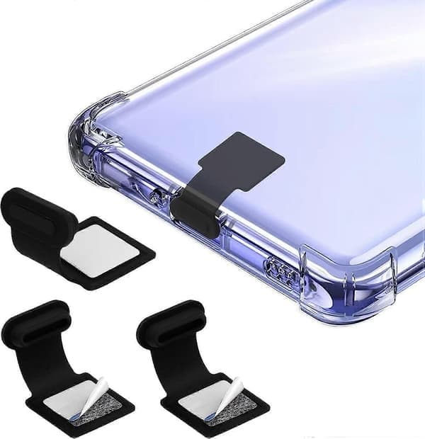 3-pack USB Type C dammskydd, silikonportskydd för Type-C-enheter, antidammpluggar med avtagbart lim, svart type-c