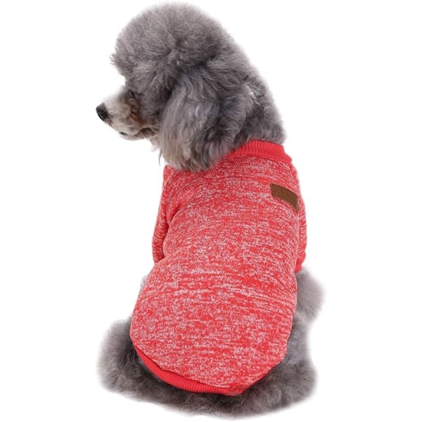 Lemmikkikoiran vaatteet Neuleet Koiran neule Pehmeä paksuuntuva lämmin koiranpentupaita Talvipentupusero koirille (punainen, XS)