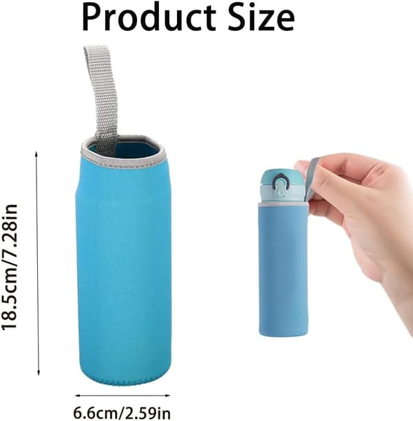 1 stk. utendørs turkopphylse (550 ml, blå) | Isolert vannflaskepose med sikker bærestropp. blue
