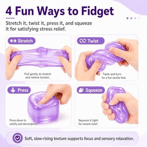 Isbit Squishy, Klemme Stress Terning til Angstlindring, Blødt Squishy Fidget Legetøj til Voksne, Sensorisk Gelkugle til Fødselsdagsgave, Skrivebord Purple