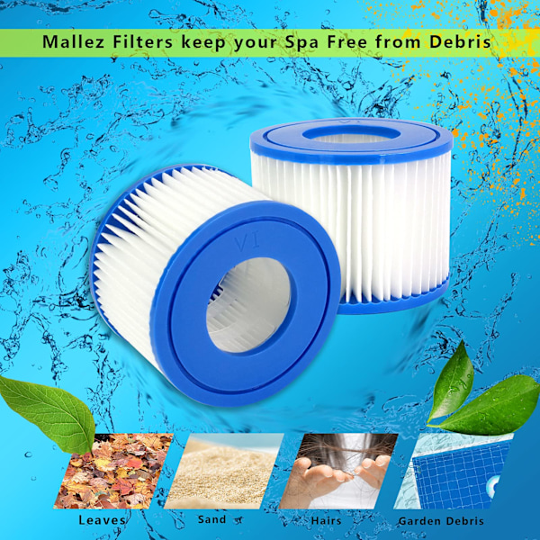 Varmtvandsfilter, Udskiftningsfilter til Bestway Filterpatron VI til Swimmingpool, til alle Lay-Z-Spa-modeller - Hawaii, Miami, Paris, Vegas, Monaco
