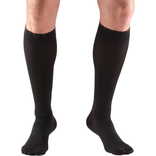 30-40 mmHg kompresjonsstrømper for menn og kvinner, knehøyde, lukket tå, svart, X-Large