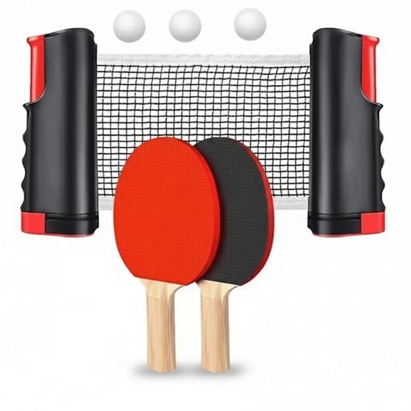 Bärbart bordtennisset med flexibelt nät | Pingisset för hem och resor