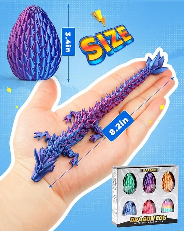 20 cm 3D-printede drageegg, bevegelig drageleke for barn og tenåringer, påskekurvfyll, unik påskegave til gutter og jenter Laser red