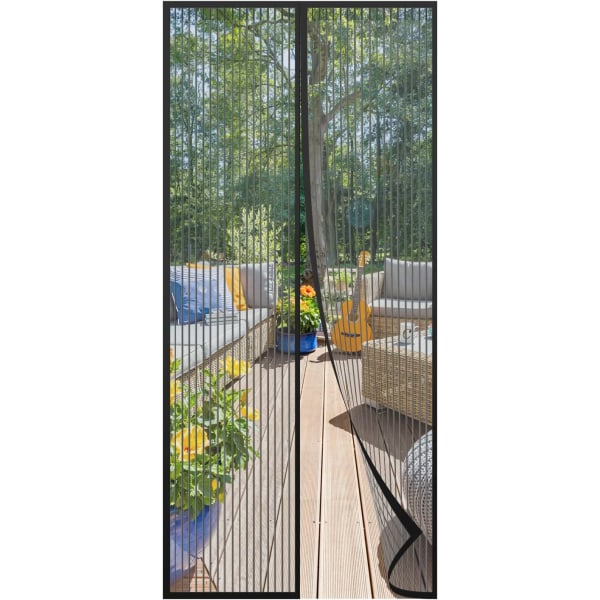 Magnetic Fly Insect Screen Door Screen Mesh Curtain Fits Door Up to 80 x 210cm (Black)