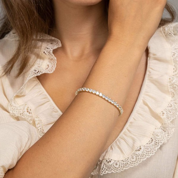 18K forgyldt 4mm kubisk zirkonia klassisk tennisarmbånd | Guld armbånd til kvinder