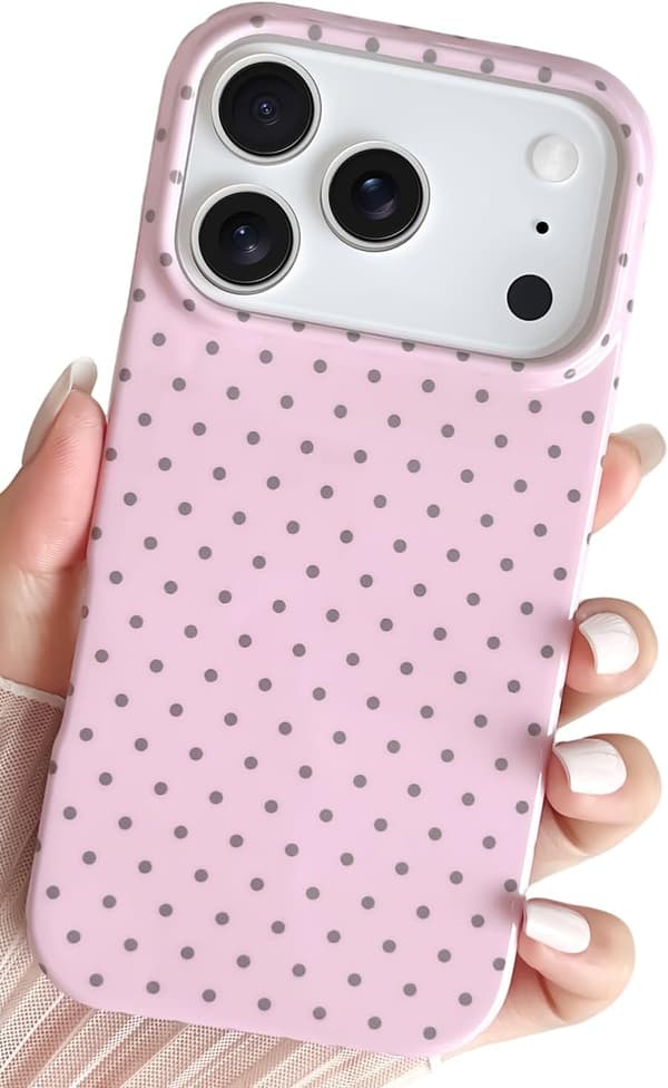 Til iPhone 17 Pro Max-deksel Søt Prikkete Telefon, Vakkert og Stilig, for Kvinner Jenter, rosa pink