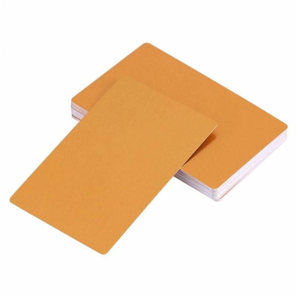50 stk tykke 0,22 mm sublimeringsmetall visittkort Blankt utskrivbart kort med blekkskriver Vanntett ID-kort i aluminiumslegering visittkort uten brikke (gul)
