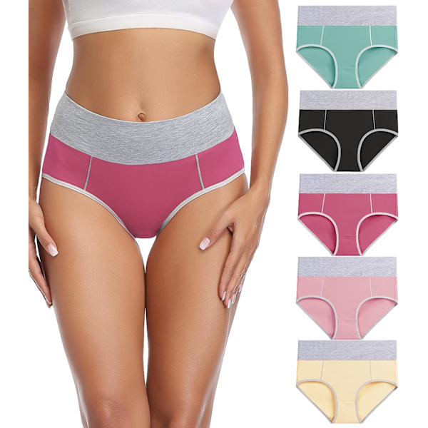 Underbyxor Dam Bomullsunderkläder Dam Midje Briefs Hög Midja Briefs 5-pack