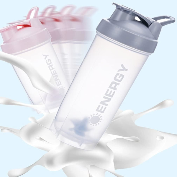 Shaker-kuppi Urheilulisäravinteet Shakerit Sekoittimella Fitness-pirtelö Kannettava Treeni Vesi Kuppi 500 ml grey