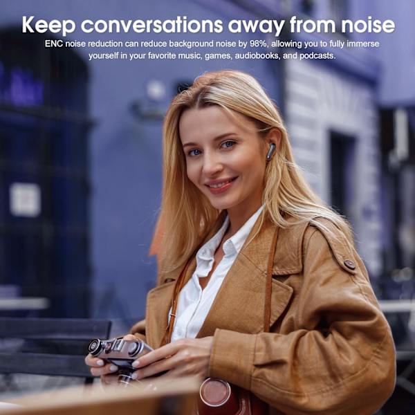 Langattomat nappikuulokkeet, Bluetooth 5.3 -kuulokkeet korvassa, Bluetooth-kuulokkeet 4 ENC-kohinanvaimennusmikrofonilla, UUDET Mini Bluetooth -nappikuulokkeet 36 tunnin syvä basso