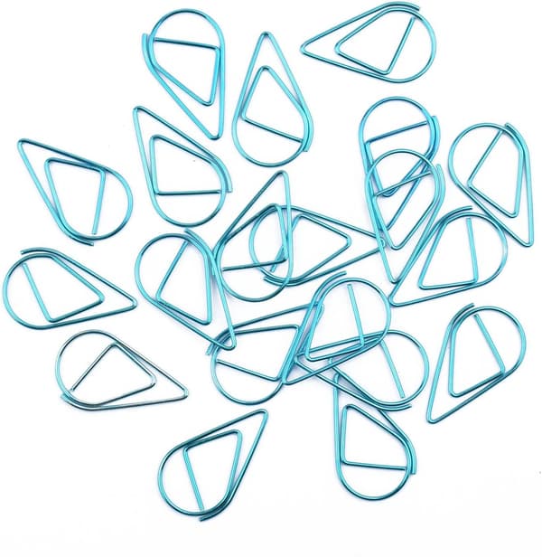 50 stk. små svarte binders, dråpeformede binders bokmerker (blå, 2,5*1,5 cm) blue