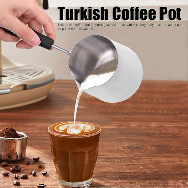 Turkisk Kaffekanna 600ml Rostfritt Stål Blank Yta Högtemperaturbeständig Lätt att Rengöra Smörvärmare