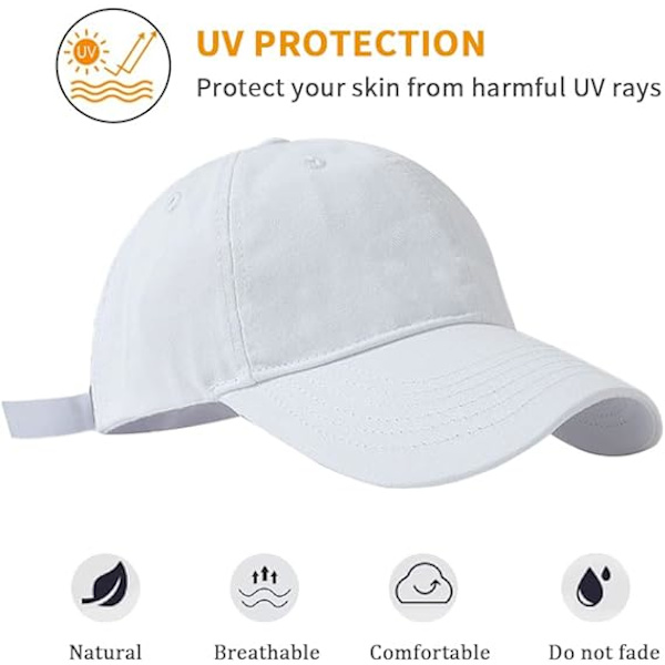 Baseball caps Unisex casual utendørs sports caps Justerbar baseball caps Hvit