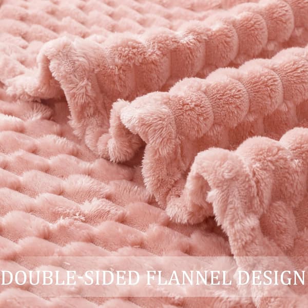 1 stk. stort 3D fleecetæppe til sofa, 127x178 cm, superblødt letvægts plys tæppe til voksne, pink. pink