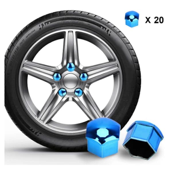 Universelle hjulmutterhetter mot rust 20 stk - Enkel installasjon 21MM Blue