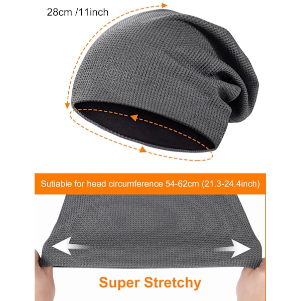 Tunna mössor för män och kvinnor, unisex slouch beanie, elastiska stickade mössor, långa mössor, mjuka mössor