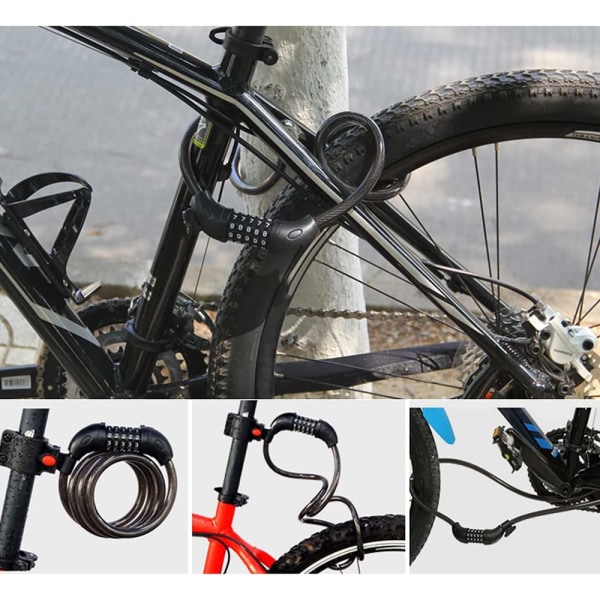 Cykellås Høj sikkerhed 5-cifret nulstillelig kombinationsspolekabellås Bedst til cykel udendørs, 1,2mx12mm