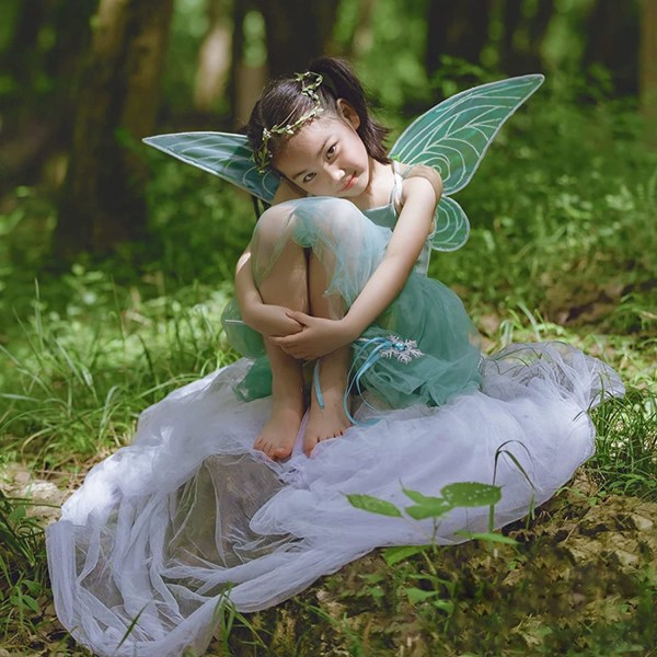 Fairy Wings -pukeutuminen Säkenöivät läpinäkyvät siivet Perhonen Keiju Halloween-asu Enkelin siivet lapsille Tytöt Naiset