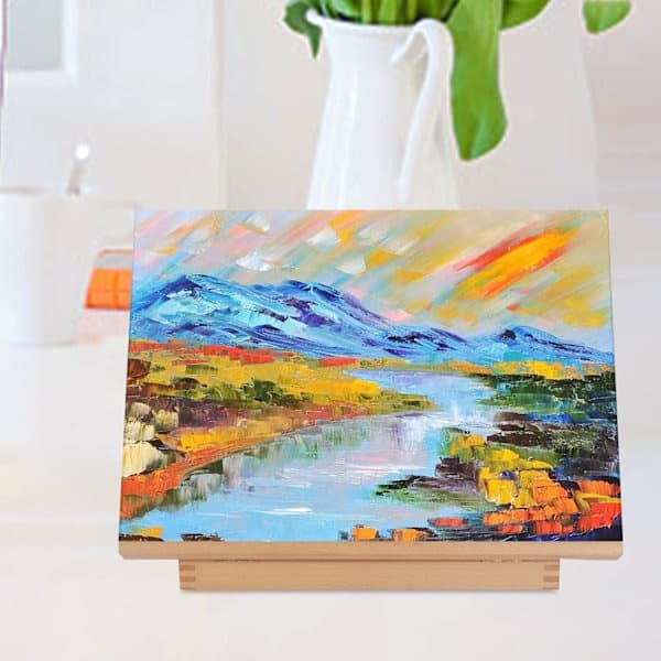 Vippbart tegnebrett og bærbart staffeli – Naturlig trefinish, 45 x 33,5 x 30 cm
