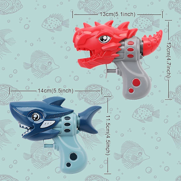 2 kpl vesipyssyä lapsille, dinosaurus ja hai vesipistooli ruisku