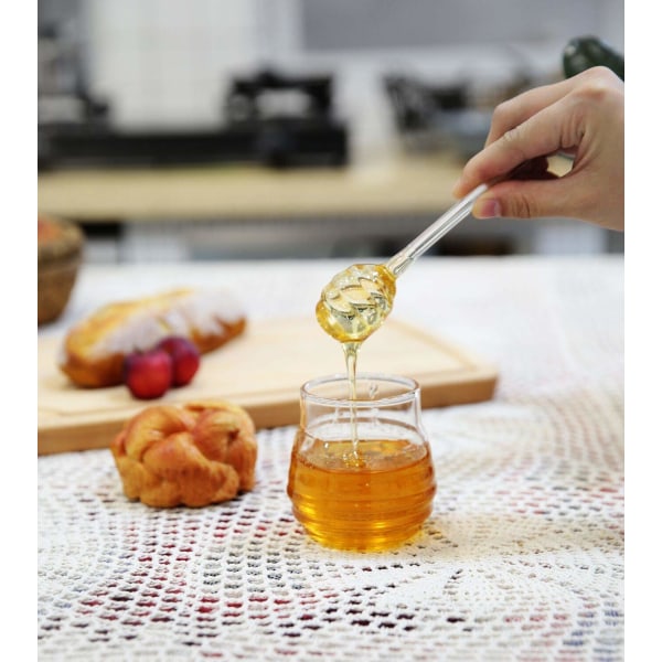 Honningkrukke i glas med dipper Transparent honninggryde 265 ml, 9 ounce