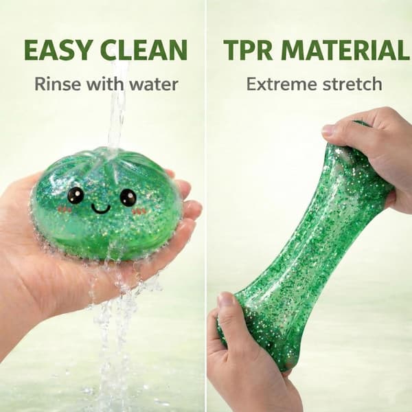 Glitter Dumpling Squishies Mystery Box, Mjuk Dumpling Stressavlastande Sensorisk Leksak för Vuxna (Grön) green