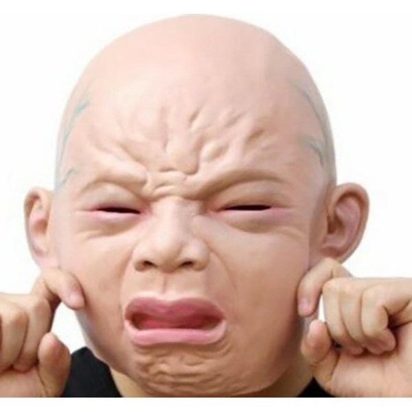 Grædende babymaske realistisk latex velegnet til Halloween kostumefest karneval rollespil