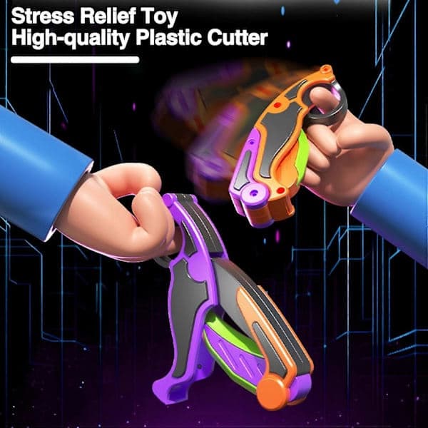 Dekompression Fidget Leksaker för Tonåringar Vuxna 3D Gravity Plast Kniv Modell Fingertoppsleksak Lila purple