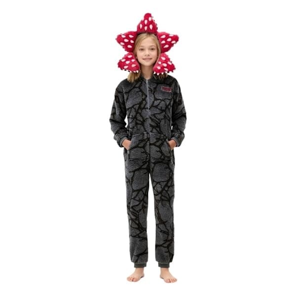 Stranger Things Köttätande Växt Onesie Pyjamas, Vinter Flanell Mysiga Familj Par Sovkläder, Söt Rollspelsdräkt Svart 110cm