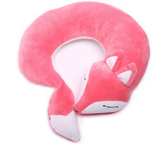 1 st nackkudde tecknad för barn resekudde räv nackkuddar djurkudde flygplan för vuxna (lila) rose-pink