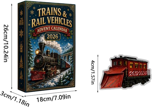 Tog og jernbanekøretøjer Julekalender 2026, 2D Akrylfigurer Gave 24 stk. F