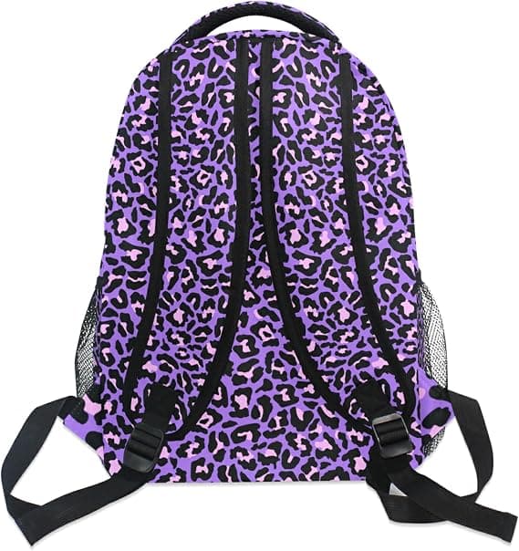 Leopardmønstret ryggsekk, egnet for gutter, jenter, voksne og tenåringer. (Lilla) Purple
