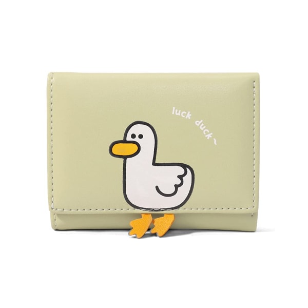 Jenter Søt 3D Duck Trefoldet lommebok Liten lommebok Cash Pocket Card Holder ID Vindusveske for kvinner (GRØNN, DUCK PRINT)