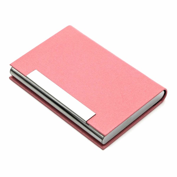Käyntikorttikotelo, case Professional PU-nahasta ja ruostumattomasta teräksestä case multi , käyntikorttipidike Lompakko Luottokortin tunnus (vaaleanpunainen)