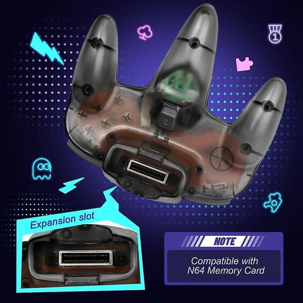 Klassisk kablet controller joystick kompatibel med Nintendo-64 N64 spilsystem transparent sort black