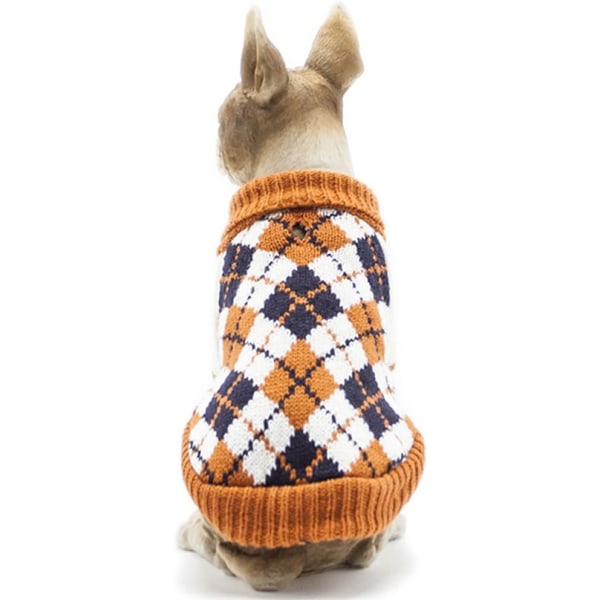 Lemmikkien vaatteet Timanttiruudullinen kissan koiran villapaita, koiran asusteet, koiran vaatteet, lemmikkieläinten villapaita (kurkuma, S)