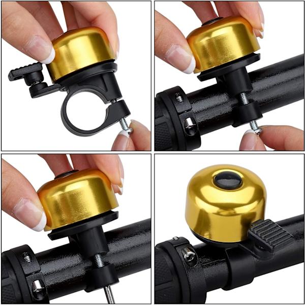 2-pack cykelklockor Mini cykelklockor för vuxna barn pojkar flickor Högt och tydligt ljud Cykeltillbehör (Guld)