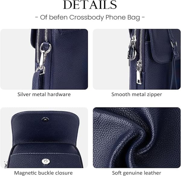1 stk. Crossbody-tasker i ægte læder til kvinder, lille, mørkeblå dark blue