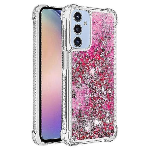 Støtsikkert TPU-deksel for Samsung A26 5G - Glitterbeskyttelsesdeksel Pink/Hearts